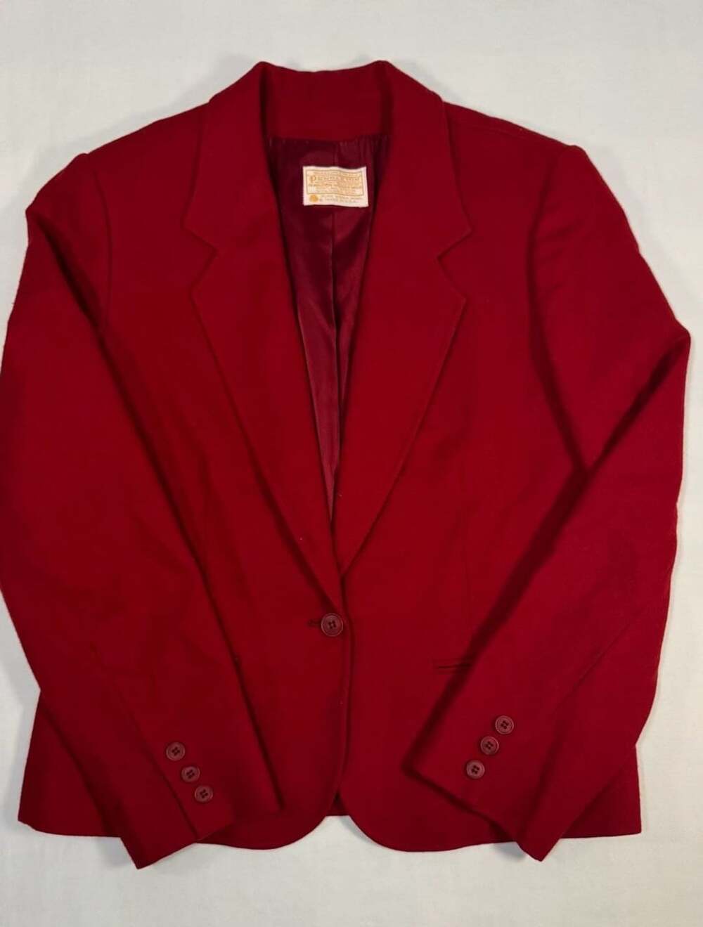 Pendleton Wool Blazer Size 12 Red Pure Virgin Wool